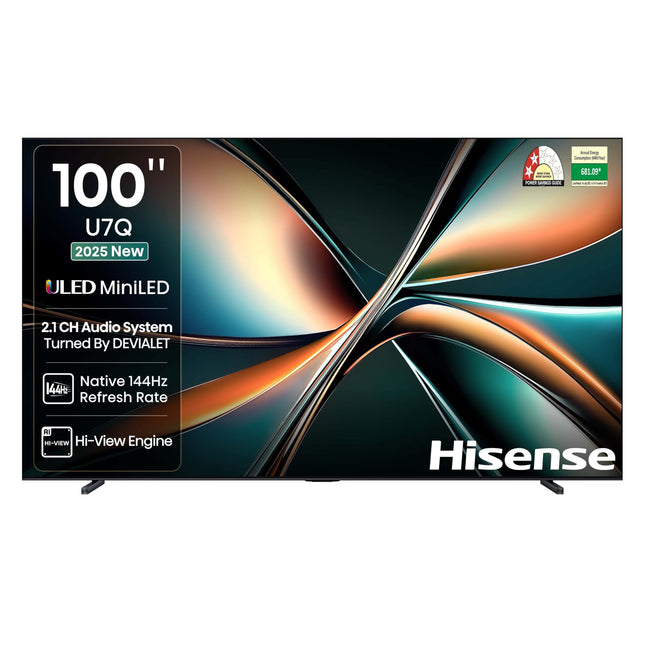 Hisense 253 cm (100 inches) U7Q Series 4K Ultra HD Smart QLED Mini LED TV 100U7Q (Black) 