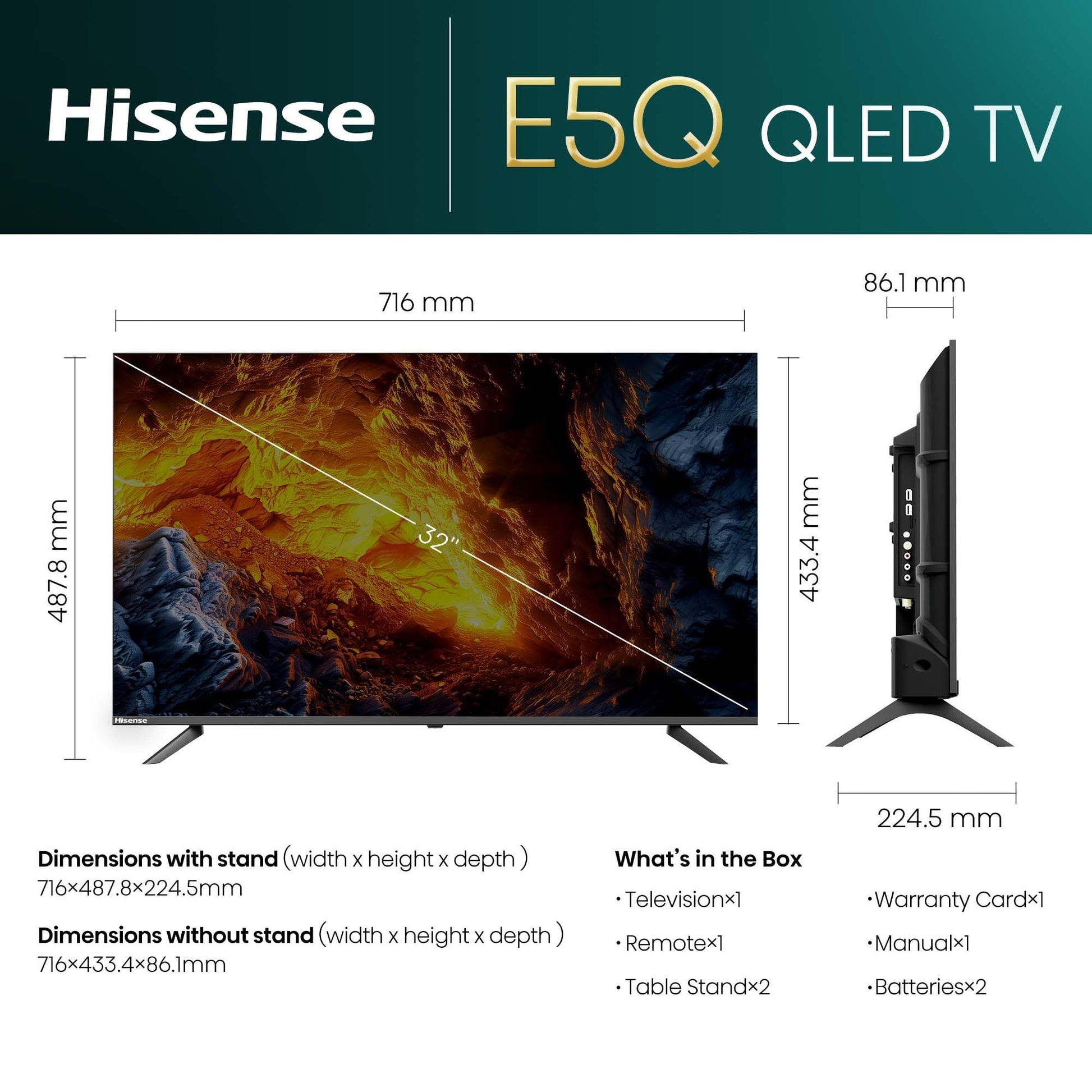 Hisense 80 cm (32 inches) E5Q Series HD Ready Smart QLED Google TV 32E5Q 
