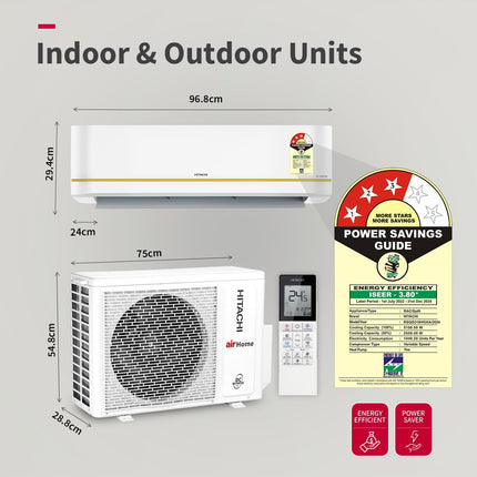 Hitachi 1.5 Ton 3 Star, Hot & Cold Inverter Split AC with Expandable Technology (100% Copper, Dust Filter, 3100HP RSQG318HGXA, White) 