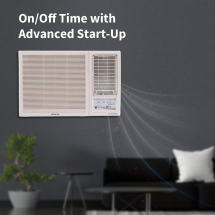 Hitachi 1.5 Ton Class 3 Star Window Inverter AC (100% Copper, 100% cooling at 43° Celsius, RAW318HHEO, White) 