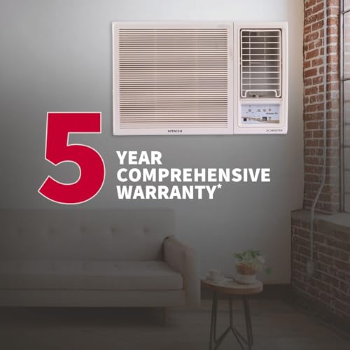 Hitachi 1.5 Ton Class 3 Star Window Inverter AC (100% Copper, 100% cooling at 43° Celsius, RAW318HHEO, White) 
