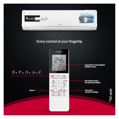 Hitachi 1.5 Ton Class 5 Star, ice Clean, Xpandable+, Inverter Split AC (100% Copper, Dust Filter, 2024 Model - 5400FXL RAS.G518PCBIBF, White) 