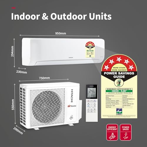 Hitachi 1.5 Ton Class 5 Star, ice Clean, Xpandable+, Inverter Split AC (100% Copper, Dust Filter, 2024 Model - 5400FXL RAS.G518PCBIBF, White) 