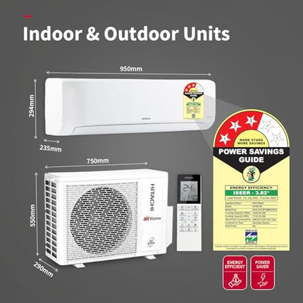 Hitachi 1 Ton Class 3 Star, 4-Way Swing, ice Clean, Xpandable+, Inverter Split AC (100% Copper, Dust Filter, 3400SXL RAS.D312PCBIBS, White) 