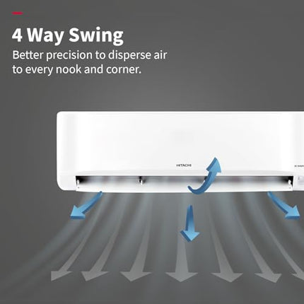 Hitachi 2 Ton Class 3 Star, 4-Way Swing, ice Clean, Xpandable+, Inverter Split AC (100% Copper, Dust Filter, 3400SXL RAS.G322PCBISS, White) 
