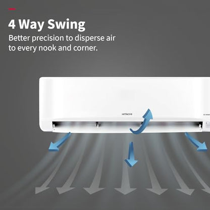 Hitachi 2 Ton Class 3 Star, 4-Way Swing, ice Clean, Xpandable+, Inverter Split AC (100% Copper, Dust Filter, 3400SXL RAS.G322PCBISS, White) 