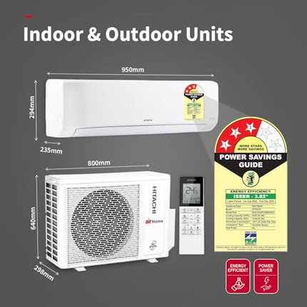 Hitachi 2 Ton Class 3 Star, 4-Way Swing, ice Clean, Xpandable+, Inverter Split AC (100% Copper, Dust Filter, 3400SXL RAS.G322PCBISS, White) 