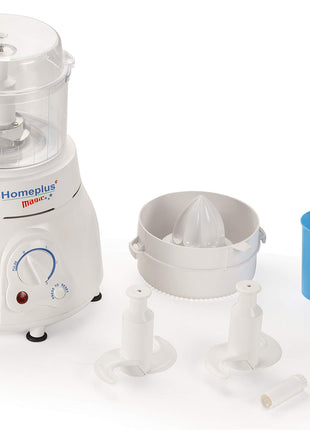 Home Plus Magic 400 Watts Atta Kneader | Food Processor | Cirtus Juicer | Vegetable Chopper | Whisker (White) 