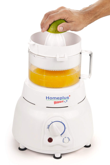 Home Plus Magic 400 Watts Atta Kneader | Food Processor | Cirtus Juicer | Vegetable Chopper | Whisker (White) 