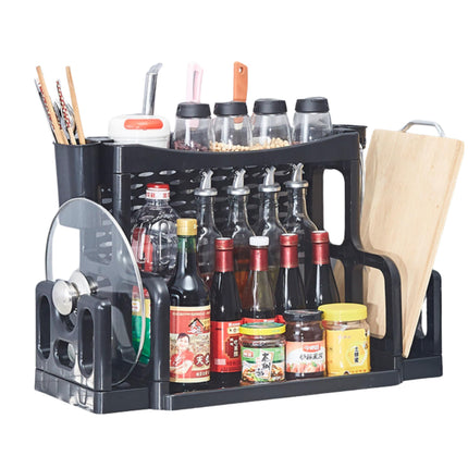 HomeEssentials Kitchen Accessories Organizer Set - Condiment Rack Holder, Countertop, Tabletop Household Floating Shelves, Seasoning Jar & Spice Racks, Chopping Board & Knife Storage (PACK OF 1) 