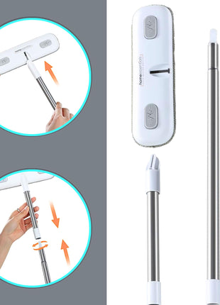 HomeEssentials Multifunctional Window Cleaner - 2 in 1 Brush & Squeegee with 4 Foot Handle/Streak Free Glass, Mesh & Floor Cleaning Tool/Perfect for UPVC Windows & Home Use (Pack of 1) 