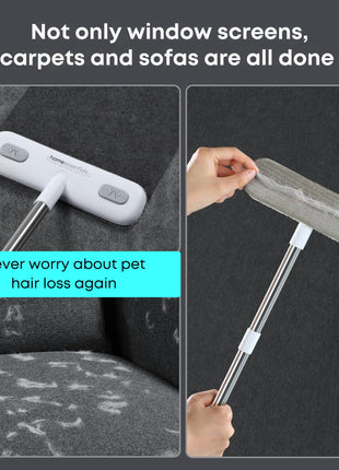 HomeEssentials Multifunctional Window Cleaner - 2 in 1 Brush & Squeegee with 4 Foot Handle/Streak Free Glass, Mesh & Floor Cleaning Tool/Perfect for UPVC Windows & Home Use (Pack of 1) 