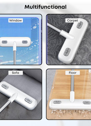 HomeEssentials Multifunctional Window Cleaner - 2 in 1 Brush & Squeegee with 4 Foot Handle/Streak Free Glass, Mesh & Floor Cleaning Tool/Perfect for UPVC Windows & Home Use (Pack of 1) 