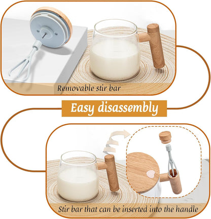 HomeEssentials Self Stirring Coffee Mug-Electric High Speed Mixing Cup, 400Ml Self Stirring Coffee Mug With Lid, High Borosilicate Glass Mug Home Office For Coffee, Milk, Protein 