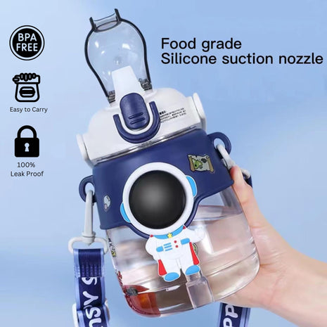 HomeEssentials Water Bottle for Kids - 1200ml | Sipper Bottle for Kids | Leak-Proof, Bpa-Free | School Bottle | Picnic Bottle | Easy to Carry | Space Astronaut | water bottle for Girls & Boys, Blue 