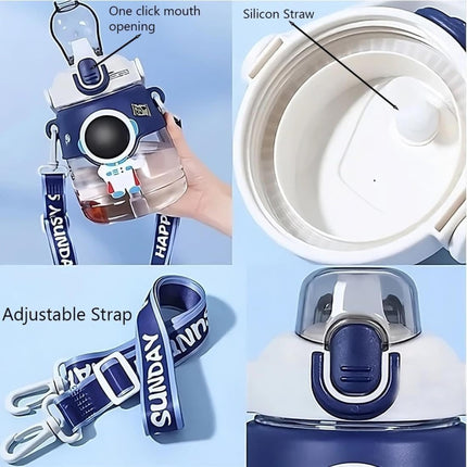 HomeEssentials Water Bottle for Kids - 1200ml | Sipper Bottle for Kids | Leak-Proof, Bpa-Free | School Bottle | Picnic Bottle | Easy to Carry | Space Astronaut | water bottle for Girls & Boys, Blue 