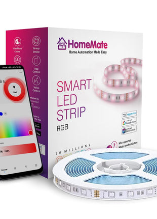 HomeMate Wi-Fi Multicolour Smart LED Strip Kit | 5 Meters | Music Sync Feature | No Hub Required | Works with Amazon Alexa, Google Home & Siri (RGB 5 Meter Kit with Built-in Mic Controller) 