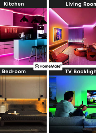 HomeMate Wi-Fi Multicolour Smart LED Strip Kit | 5 Meters | Music Sync Feature | No Hub Required | Works with Amazon Alexa, Google Home & Siri (RGB 5 Meter Kit with Built-in Mic Controller) 