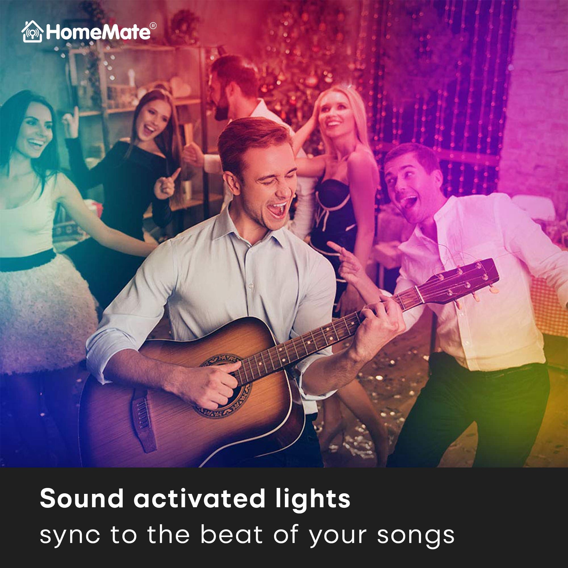 HomeMate Wi-Fi Multicolour Smart LED Strip Kit | 5 Meters | Music Sync Feature | No Hub Required | Works with Amazon Alexa, Google Home & Siri (RGB 5 Meter Kit with Built-in Mic Controller) 