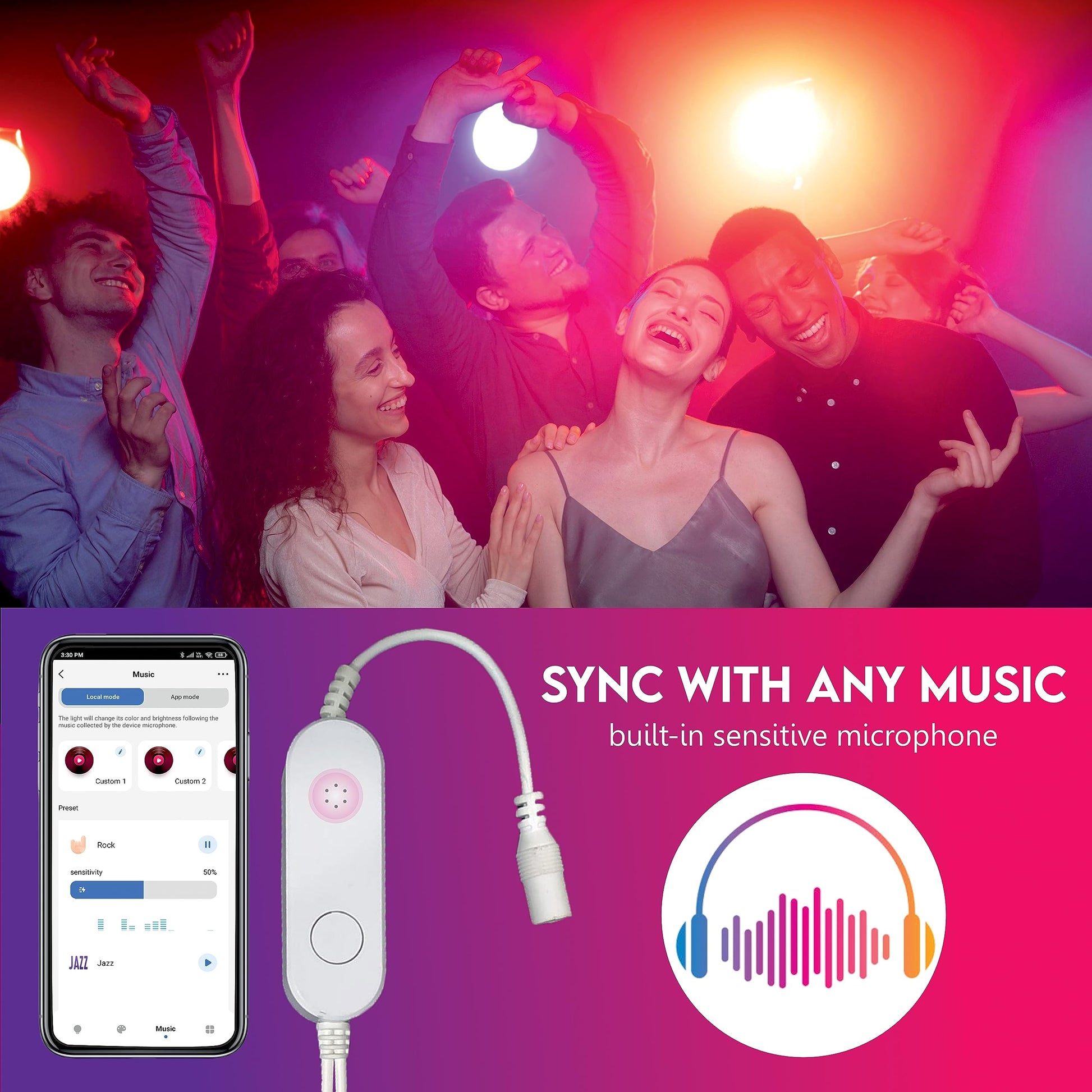 HomeMate Wi-Fi Multicolour Smart LED Strip Kit | 5 Meters | Music Sync Feature | No Hub Required | Works with Amazon Alexa, Google Home & Siri (RGB 5 Meter Kit with Built-in Mic Controller) 