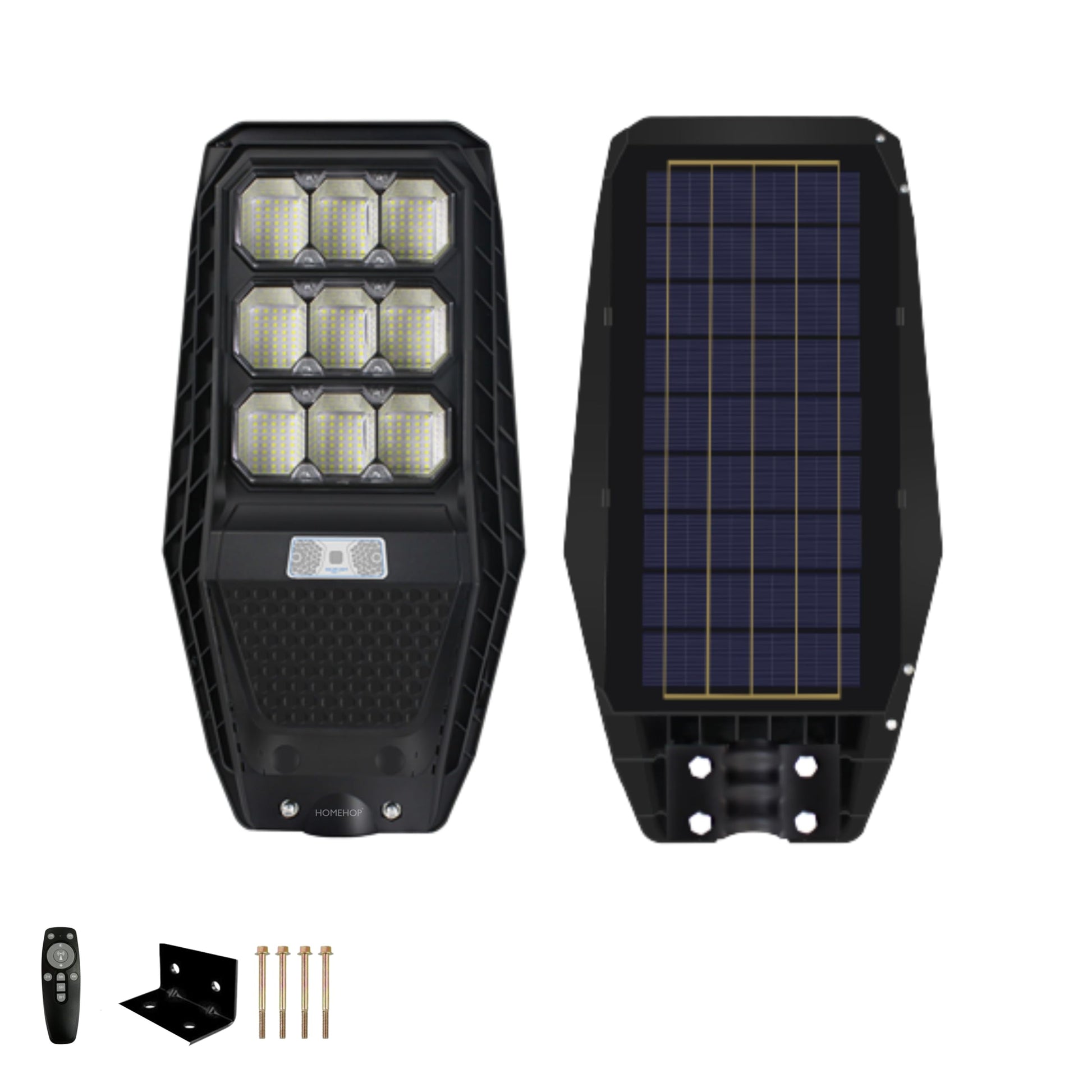 Homehop 100W Solar Street Light Outdoor with Motion Sensor, Security, Automatic,Wireless, Wall Lamp for Outdoor, Home & Garden with Remote Control (ABS, Cool White), 