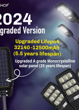 Homehop 100W Solar Street Light Outdoor with Motion Sensor, Security, Automatic,Wireless, Wall Lamp for Outdoor, Home & Garden with Remote Control (ABS, Cool White), 