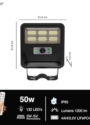 Homehop Solar LED Street Light Outdoor Waterproof 50 Watt Wireless Motion Sensor high Power Lamp for Home, Garden, Dusk to Dawn (4000mAh/3.2V Cool Light) black, Acrylonitrile Butadiene Styrene (ABS) 