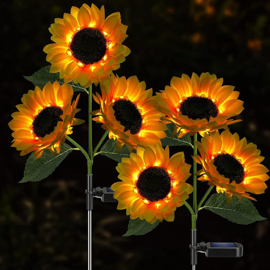 Homehop Solar Light Outdoor 30 Led 3 Sunflowers in One Plant for Garden, Outdoor, Home, Pathway, Balcony, Landscape, Automatic On/Off Decorative Lamp (ABS Pack of 1) 