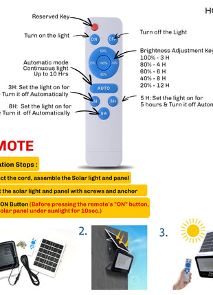 Homehop Solar Light Outdoor Garden 40 Watt Waterproof 108 LED Focus Flood Lamp for Home, Wall, Balcony, and Patio Automatic with Remote.(ABS Warm Light) 