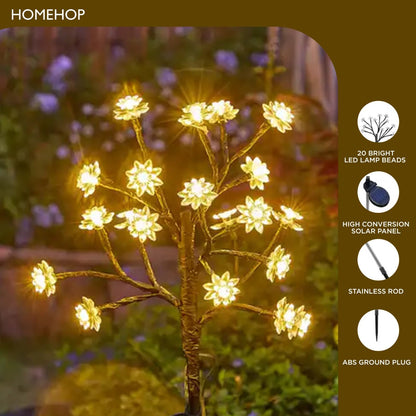 Homehop Solar Light Outdoor Garden Waterproof Decorative Flower Lamp with 20 Led, for Landscape, Pathway, Home Decor & Courtyard, Auto On/Off,(Aluminium, Warm White Pack of 1) 