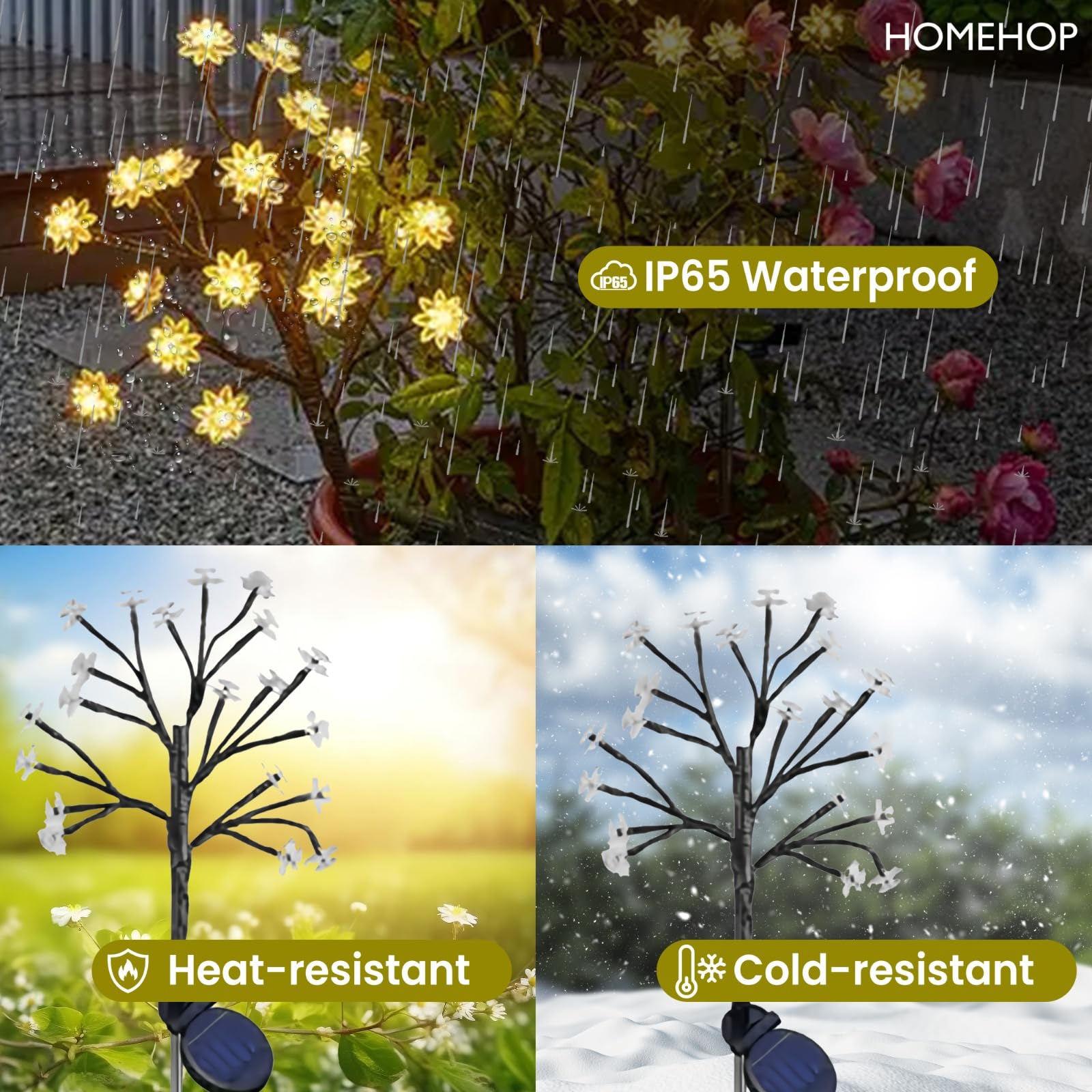Homehop Solar Light Outdoor Garden Waterproof Decorative Flower Lamp with 20 Led, for Landscape, Pathway, Home Decor & Courtyard, Auto On/Off,(Aluminium, Warm White Pack of 1) 