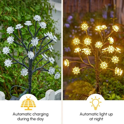 Homehop Solar Light Outdoor Garden Waterproof Decorative Flower Lamp with 20 Led, for Landscape, Pathway, Home Decor & Courtyard, Auto On/Off,(Aluminium, Warm White Pack of 1) 