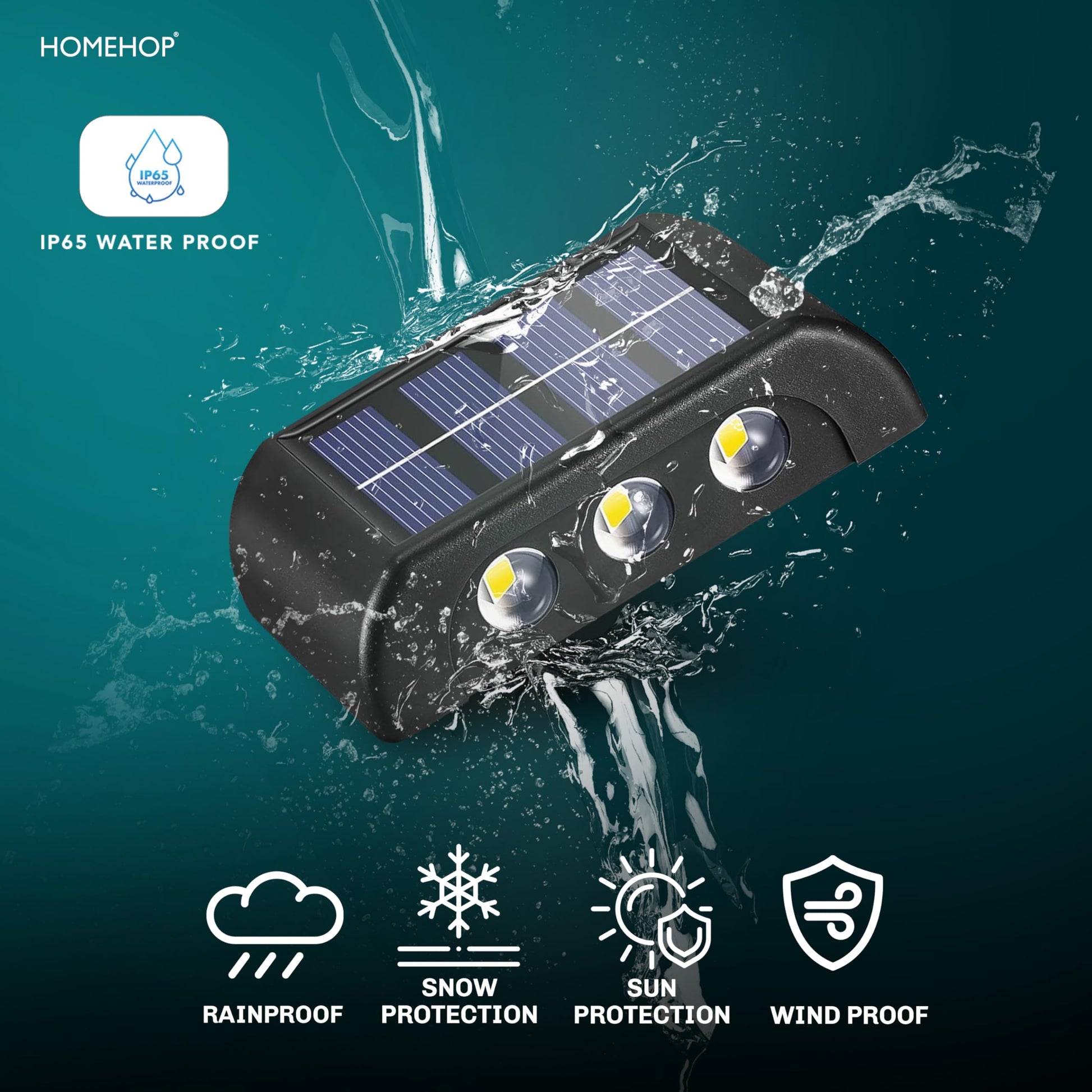 Homehop Solar Light Outdoor Garden Waterproof Up & Down 6 LED Automatic Wall Decorative Lamp for Home, Garden,Balcony, Patio, and Yard (Warm,Pack of Two) 