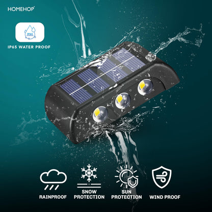 Homehop Solar Light Outdoor Garden Waterproof Up & Down 6 LED Automatic Wall Decorative Lamp for Home, Garden,Balcony, Patio, and Yard (Warm,Pack of Two) 