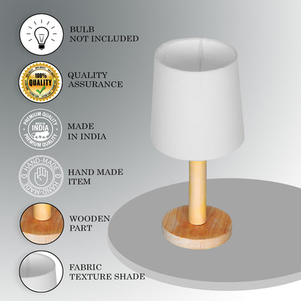 Homesake Pinewood Table Lamps for Nightstand, Fabric Linen Lampshade Desk Lamp, Morden Minimalist Bedside Lamps, Bedroom Nightstand Lamp Living Room, Kids Room Green (White, Incandescent) 