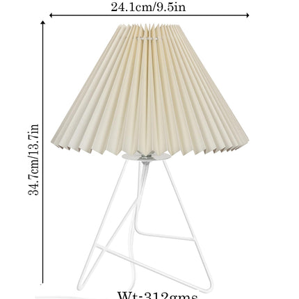 Homesake®Retro Down to The Wire Metal Table Lamp with Fabric Shade, Bedside Lamp Gift Housewarming Home Living Room, Pleated Shade (Off-White) 