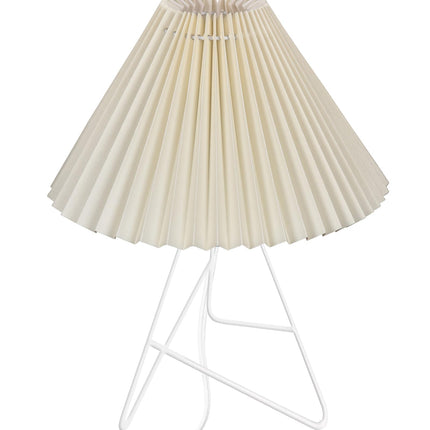 Homesake®Retro Down to The Wire Metal Table Lamp with Fabric Shade, Bedside Lamp Gift Housewarming Home Living Room, Pleated Shade (Off-White) 