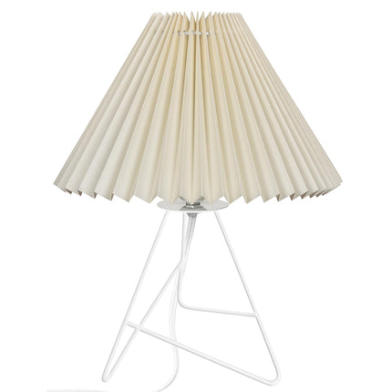 Homesake®Retro Down to The Wire Metal Table Lamp with Fabric Shade, Bedside Lamp Gift Housewarming Home Living Room, Pleated Shade (Off-White) 