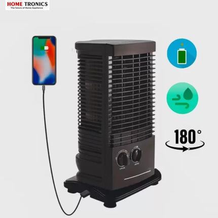 Hometronics Air Circulation 304 Mini Tower Fan With USB Phone Charging High Speed Tower Fan Tower Fan For Home| Lightweight Portable Tower AC| Tough Blower With 3 Speed Control (BLACK) 