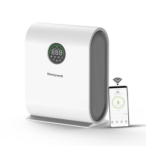 Honeywell New Launch Air Purifier for Home, 4-stage filtration, Covers 589 sq.ft,H13 HEPA Filter, WiFi App&Voice Control, Filter Life Upto 9000 Hrs, Removes 99.99%PM2.5, AQI LED Display - Air Touch V5 