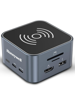 Honeywell New Launch 12-in-1 Type C Dock with 4K HDMI, MagSafe Wireless 15W, 4xUSB Ports PD 100W, Mic, Ethernet & Audio Port, SD & MicroSD Slot, All Type C Devices, Windows/MacBook 
