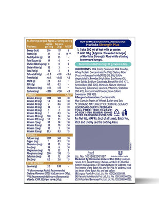 Horlicks Strength Plus- Vanilla| Balanced Nutrition to Regain Strength|High Fibre & Protein,Powder,1 count,350 grams 