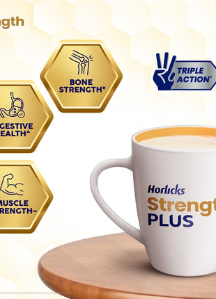 Horlicks Strength Plus- Vanilla| Balanced Nutrition to Regain Strength|High Fibre & Protein,Powder,1 count,350 grams 