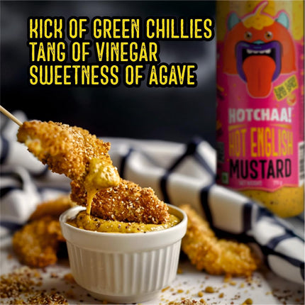 Hotchaa! Hot English Mustard Sauce- New Launch Desi Spice Sauce, Made with Yellow and Brown Mustard Seed, NO MSG, Vegan, No Oil 