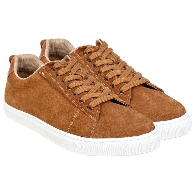 Hx London Suede Lace-Up Sneakers for Men Camel 