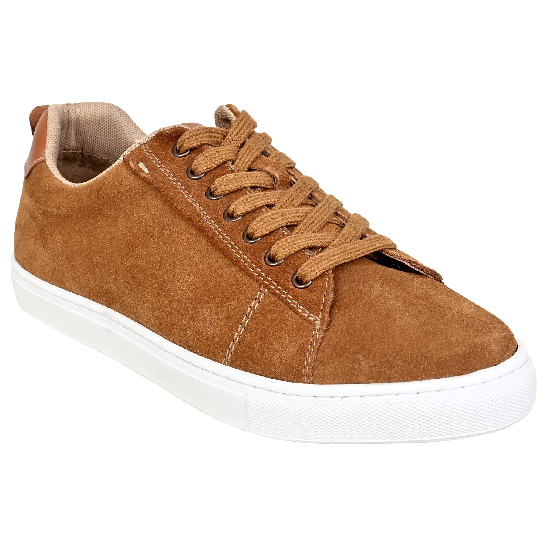 Hx London Suede Lace-Up Sneakers for Men Camel 