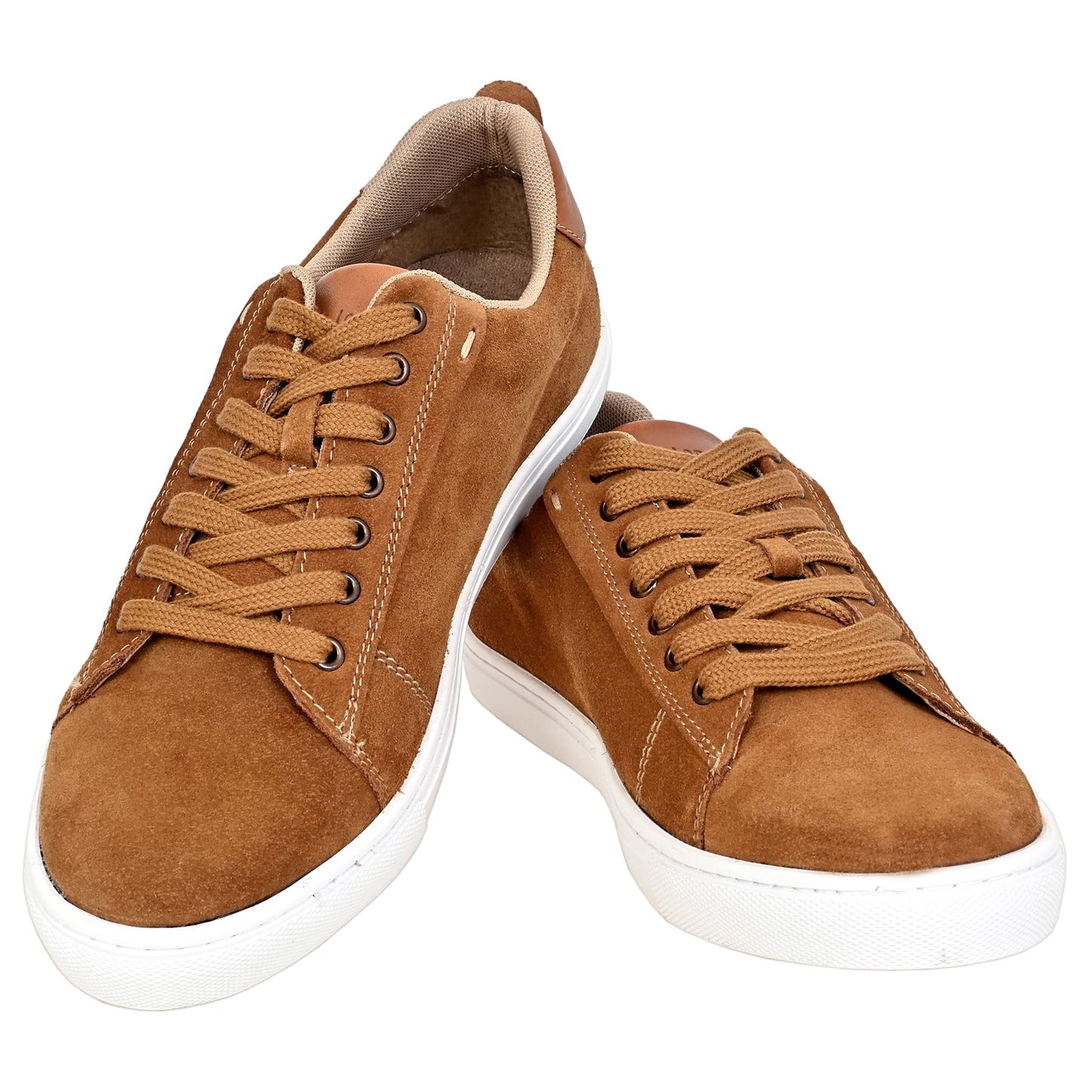 Hx London Suede Lace-Up Sneakers for Men Camel 