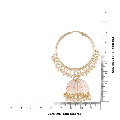 I Jewels Gold Plated Traditional Handcrafted Enamelled Jhumki Hoop Earrings for Women (E2915W) 