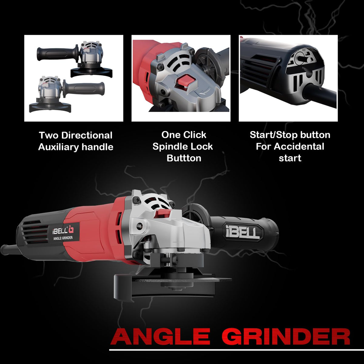 IBELL Angle Grinder AG10-68, 680W Heavy Duty, Copper Armature, Disc Dia 100mm, 11000 RPM with Grinding Wheel and Guard… 