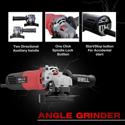 IBELL Angle Grinder AG10-68, 680W Heavy Duty, Copper Armature, Disc Dia 100mm, 11000 RPM with Grinding Wheel and Guard… 